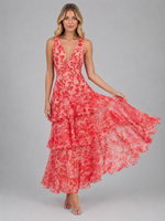 Women’s Floral Chiffon Ruffle Maxi Dress – Summer Occassion Style