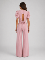 Women's Puff Sleeve Wide Leg Jumpsuit – Tailored Formal Style