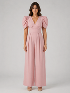 Women's Puff Sleeve Wide Leg Jumpsuit – Tailored Formal Style