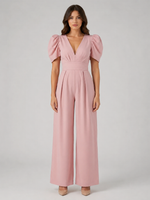 Women's Puff Sleeve Wide Leg Jumpsuit – Tailored Formal Style