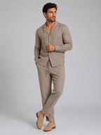 Men’s Linen Style Shirt & Trousers Set – Relaxed Tailored Fit