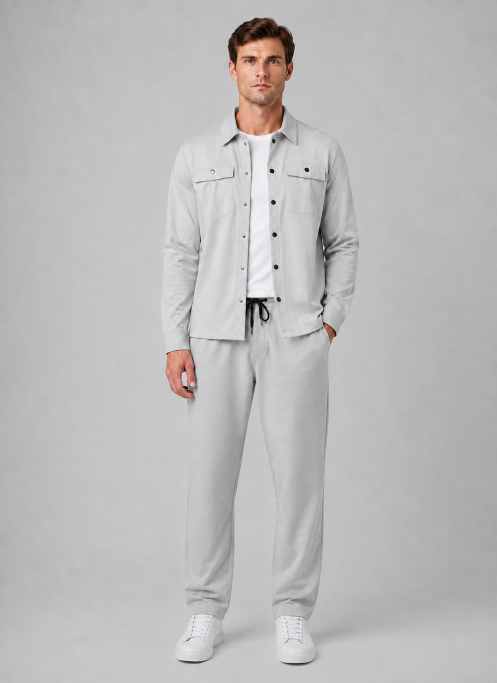 Men’s Two-Piece Overshirt & Trousers Set – Relaxed Smart Casual Co-Ord