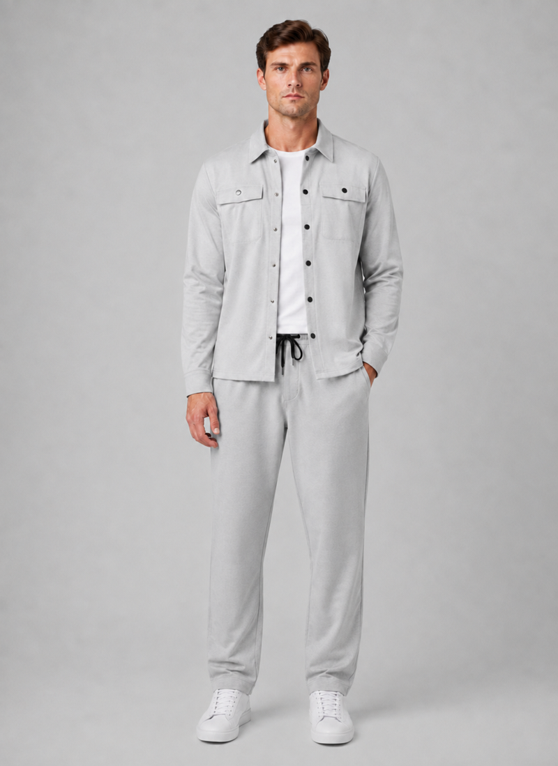 Men’s Two-Piece Overshirt & Trousers Set – Relaxed Smart Casual Co-Ord