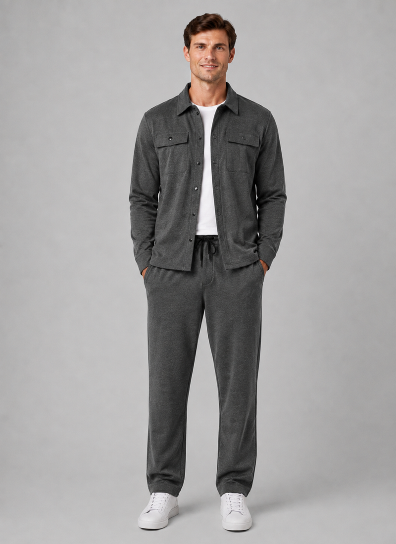 Men’s Two-Piece Overshirt & Trousers Set – Relaxed Smart Casual Co-Ord
