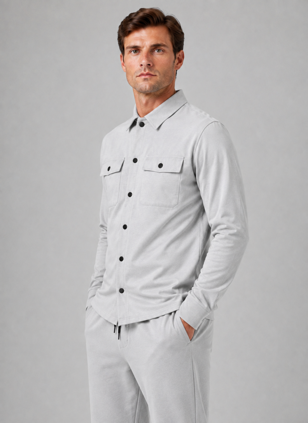 Men’s Two-Piece Overshirt & Trousers Set – Relaxed Smart Casual Co-Ord