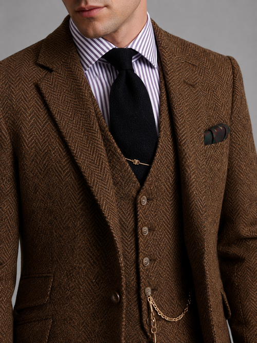 Men’s 3-Piece Tweed Suit – Classic Tailored Formal Style