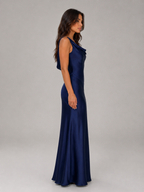 Women's Satin Feel Open Back Maxi Dress – Elegant Evening Gown