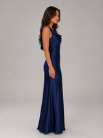 Women's Satin Feel Open Back Maxi Dress – Elegant Evening Gown