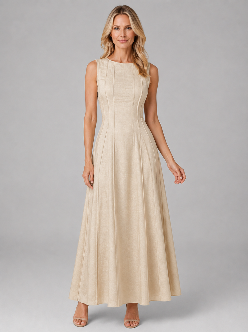 Women’s Ruched Sleeveless A-Line Maxi Dress – Relaxed Summer Style