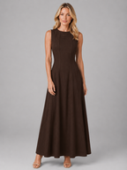 Women’s Ruched Sleeveless A-Line Maxi Dress – Relaxed Summer Style