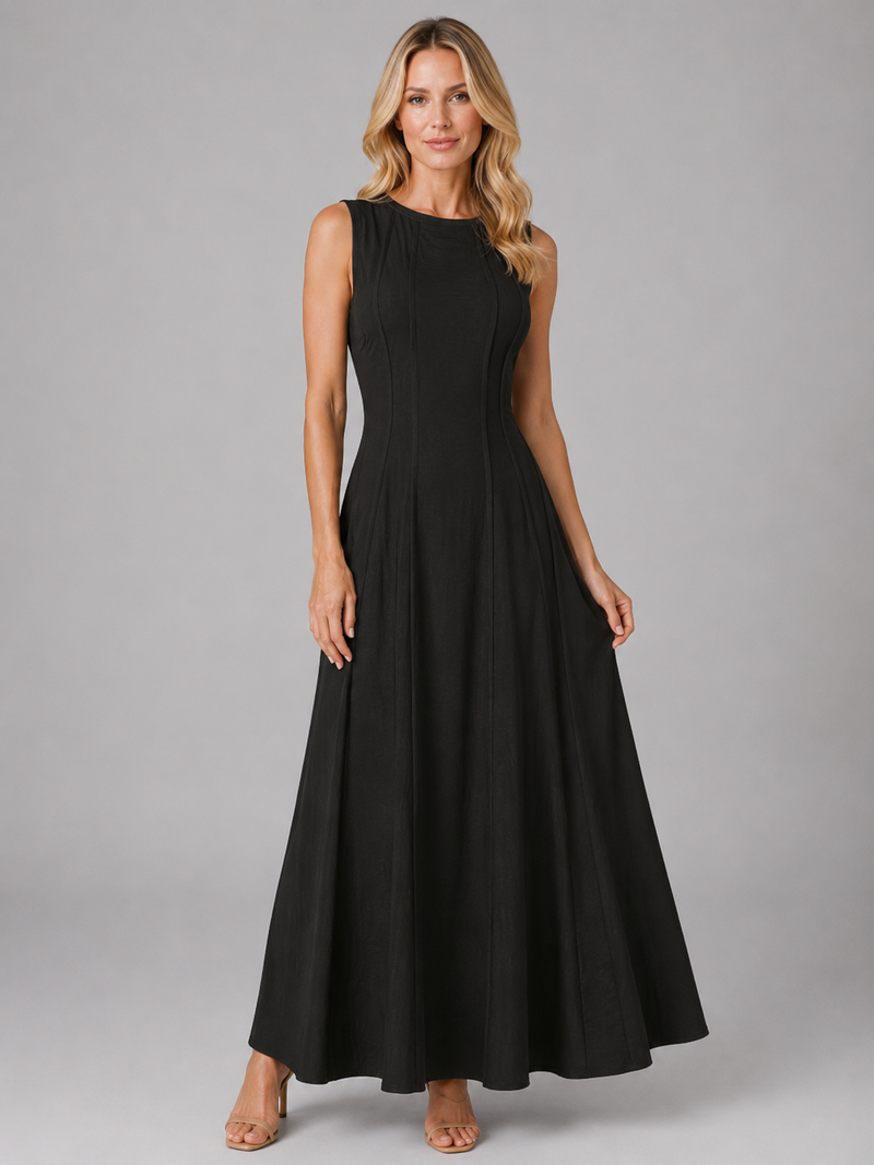 Women’s Ruched Sleeveless A-Line Maxi Dress – Relaxed Summer Style