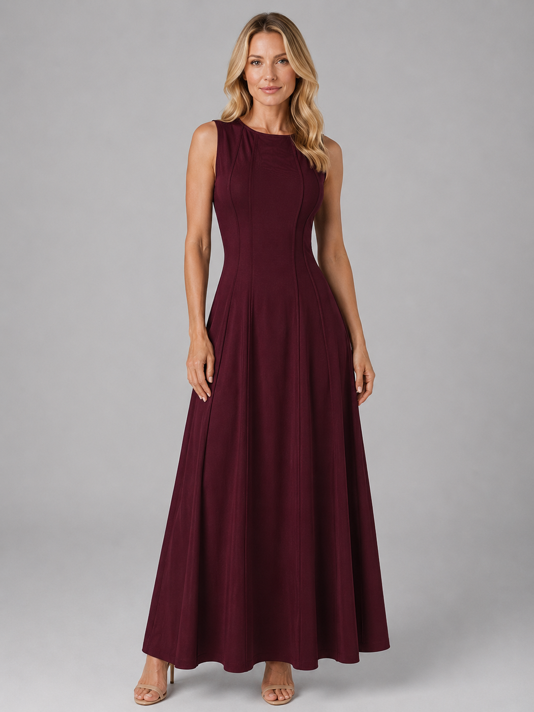 Women’s Ruched Sleeveless A-Line Maxi Dress – Relaxed Summer Style