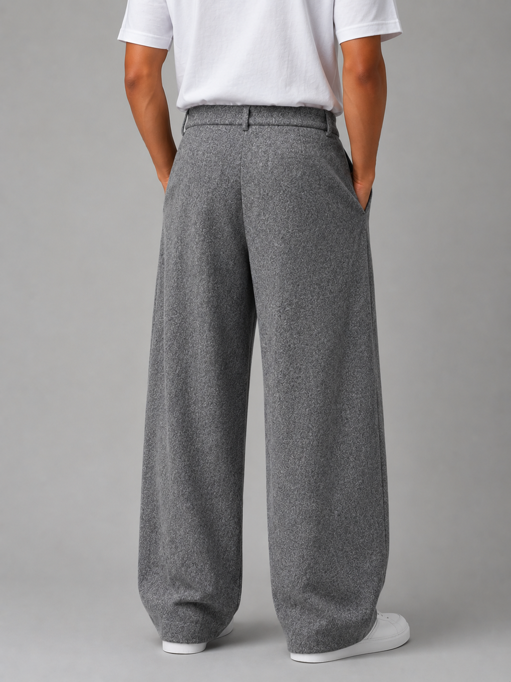 Men’s Grey Wide Leg Trousers – Tailored Pleated Pants