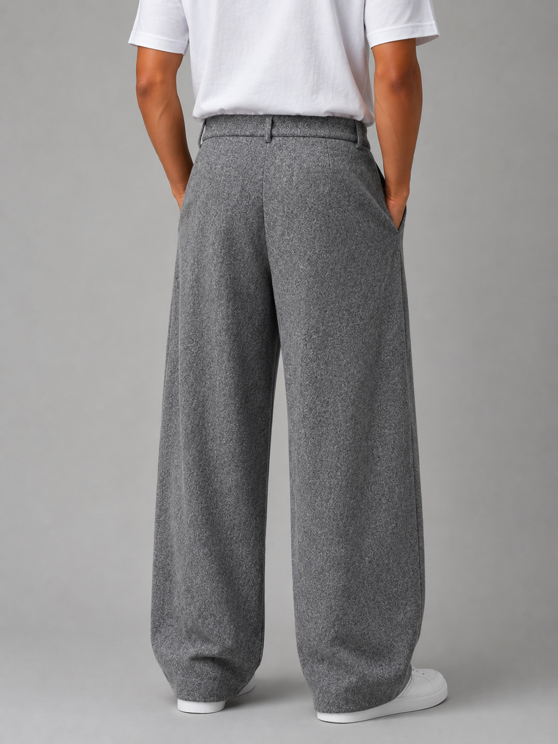 Men’s Grey Wide Leg Trousers – Tailored Pleated Pants
