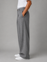 Men’s Grey Wide Leg Trousers – Tailored Pleated Pants