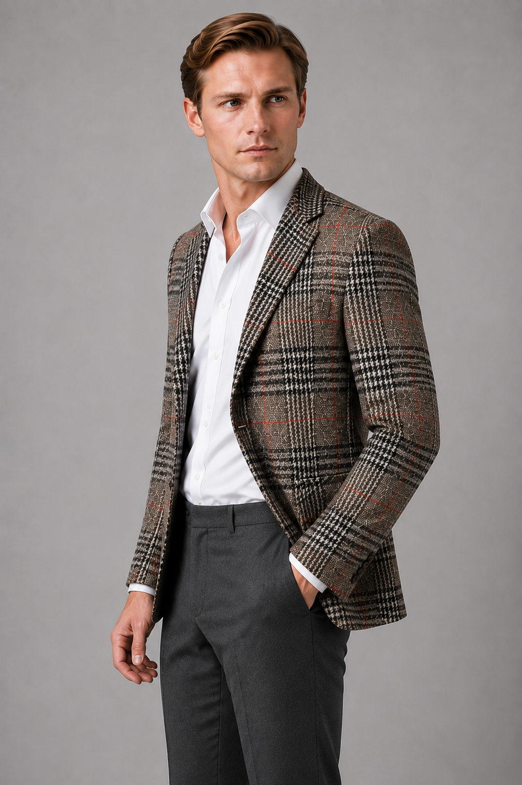 Men’s Tailored Tweed Blazer – Smart Casual Jacket