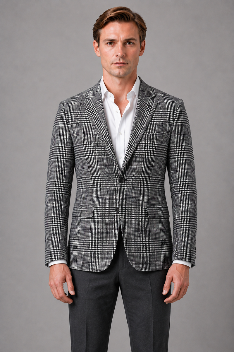Men’s Tailored Tweed Blazer – Smart Casual Jacket