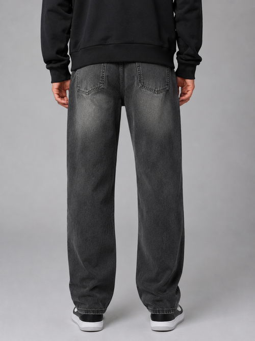 Men's Relaxed Fit Straight Leg Jeans – Vintage Washed Denim Trousers
