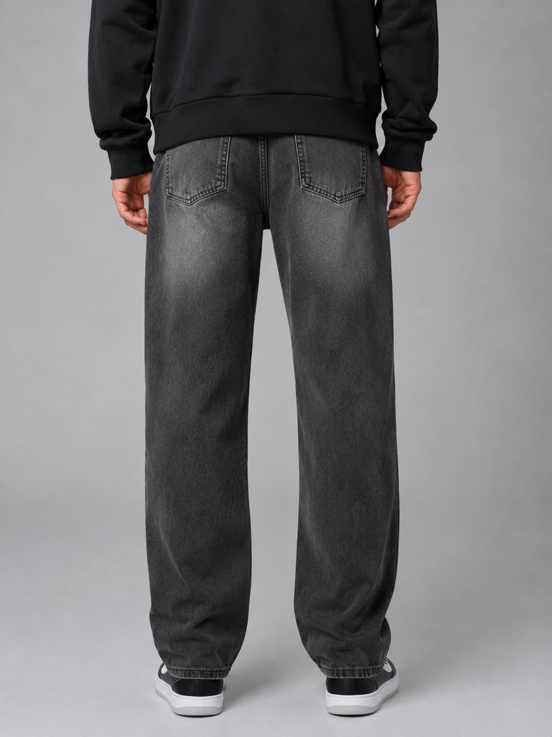 Men's Relaxed Fit Straight Leg Jeans – Vintage Washed Denim Trousers