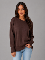 Women's Oversized Knitted Jumper – Long Sleeve Crew Neck Sweater