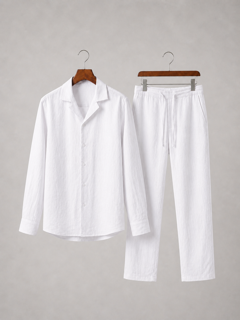 Men’s Linen Look Shirt and Trousers Set – Relaxed Summer Style