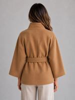 Women's Belted Cape Jacket – Stand Collar Wrap Coat