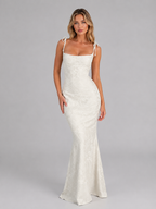Women's Floral Jacquard Mermaid Maxi Dress – Figure-Flattering Silhouette