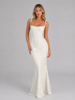 Women's Floral Jacquard Mermaid Maxi Dress – Figure-Flattering Silhouette