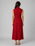 Women's Sleeveless Button Front Maxi Shirt Dress with Pockets – Flattering Fit