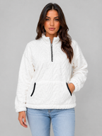 Women's Plush Half Zip Pullover – High Neck Fleece Jacket