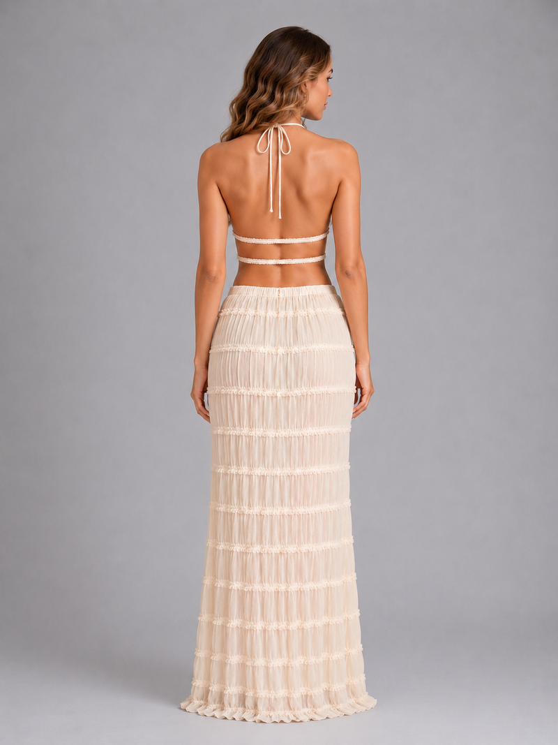 Women's Ruffle Textured Two-Piece Set – Summer Holiday Style