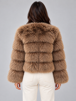 Women’s Faux Fur Jacket – Plush Cropped Winter Coat