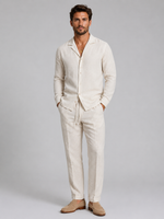 Men’s Linen Style Shirt & Trousers Set – Relaxed Tailored Fit