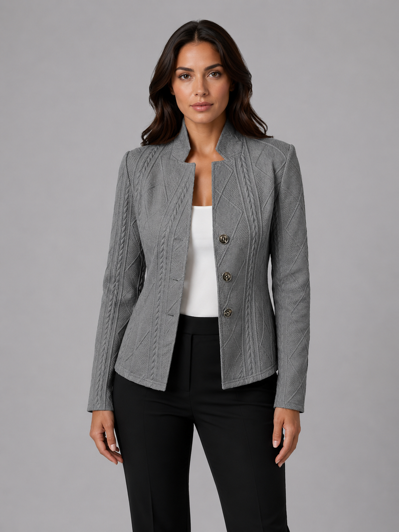 Women's Textured Tailored Blazer – Structured Fit Jacket