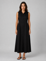 Women's Sleeveless Button Front Maxi Shirt Dress with Pockets – Flattering Fit