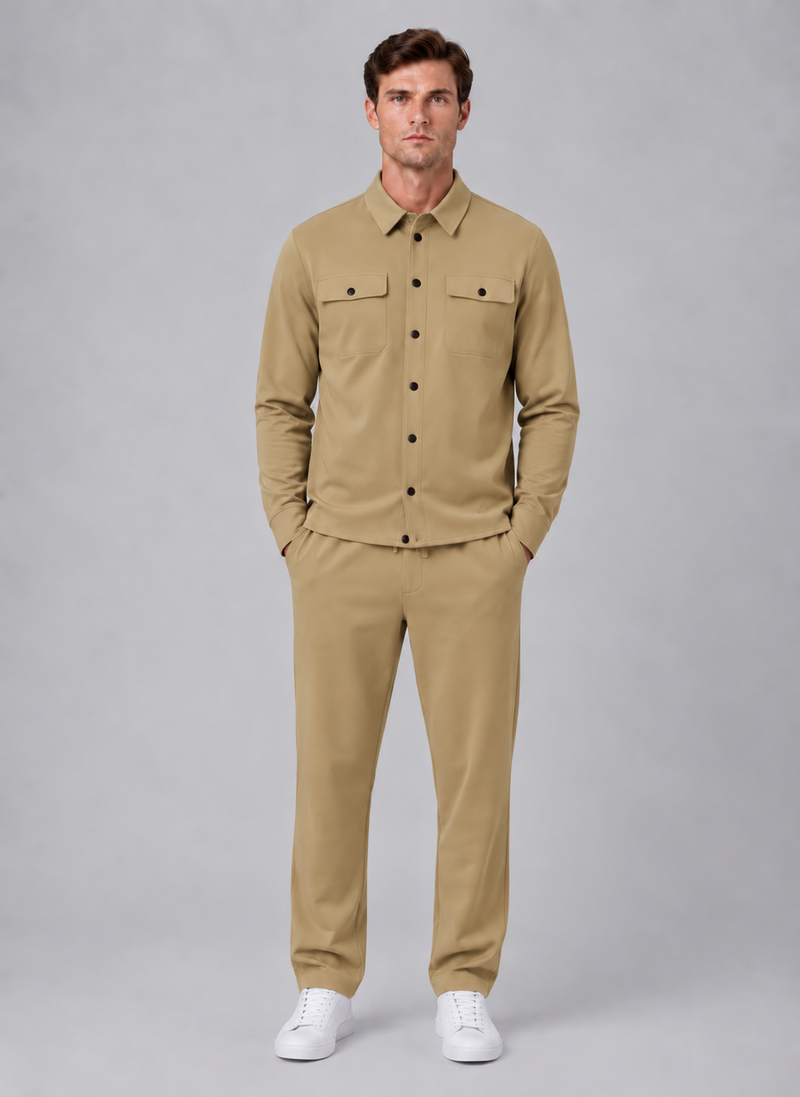 Men’s Two-Piece Overshirt & Trousers Set – Relaxed Smart Casual Co-Ord