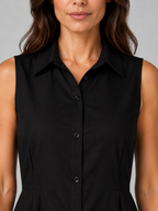 Women's Sleeveless Button Front Maxi Shirt Dress with Pockets – Flattering Fit