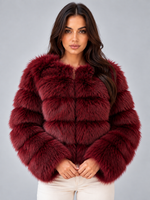 Women’s Faux Fur Jacket – Plush Cropped Winter Coat