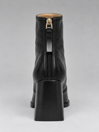 Women’s Leather Square Toe Ankle Boots – Block Heel & Back Zip