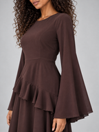 Women’s Long Sleeve Ruffle Maxi Dress