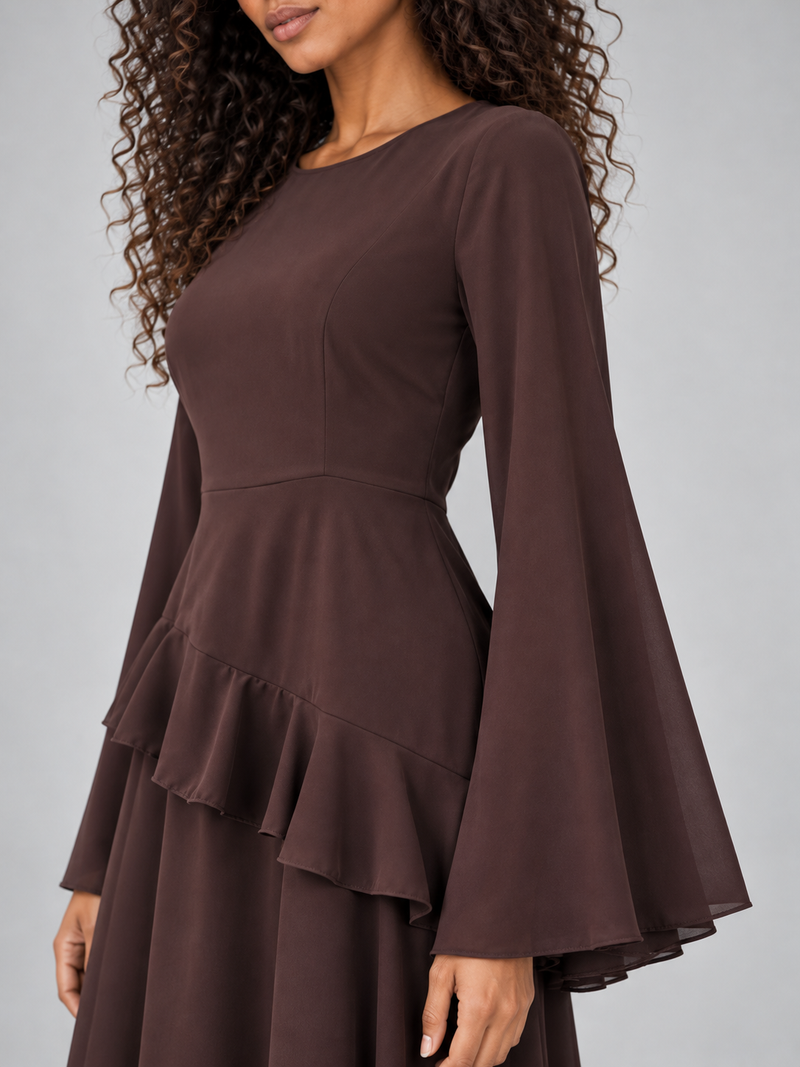 Women’s Long Sleeve Ruffle Maxi Dress