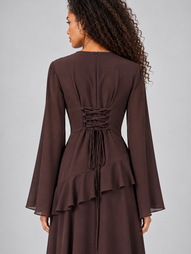 Women’s Long Sleeve Ruffle Maxi Dress