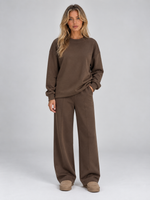 Women’s Sweatshirt Co-Ord Set – Crew Neck Top & Wide Leg