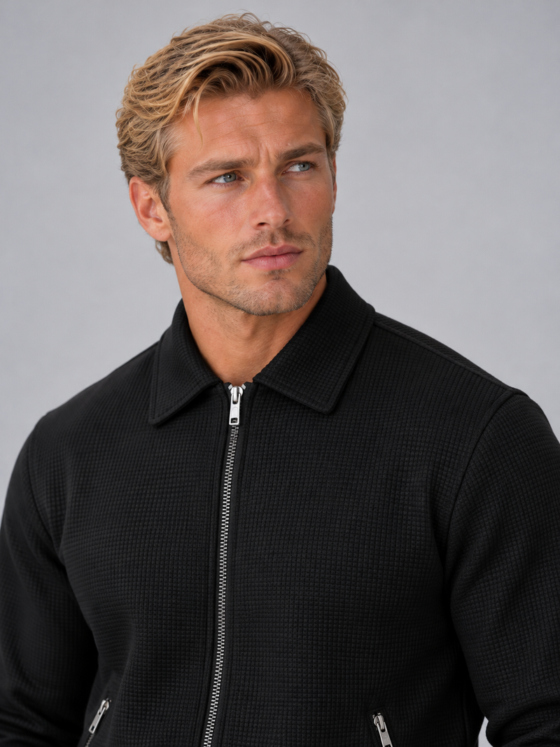 Men’s Textured Full Zip Tracksuit Set