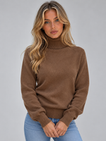 Women’s Roll Neck Knitted Jumper – Fluffy Lined Long Sleeve