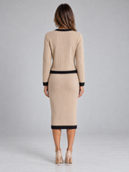 Women’s Knitted Cardigan & Midi Skirt Co-Ord Set – Two-Piece Winter Outfit