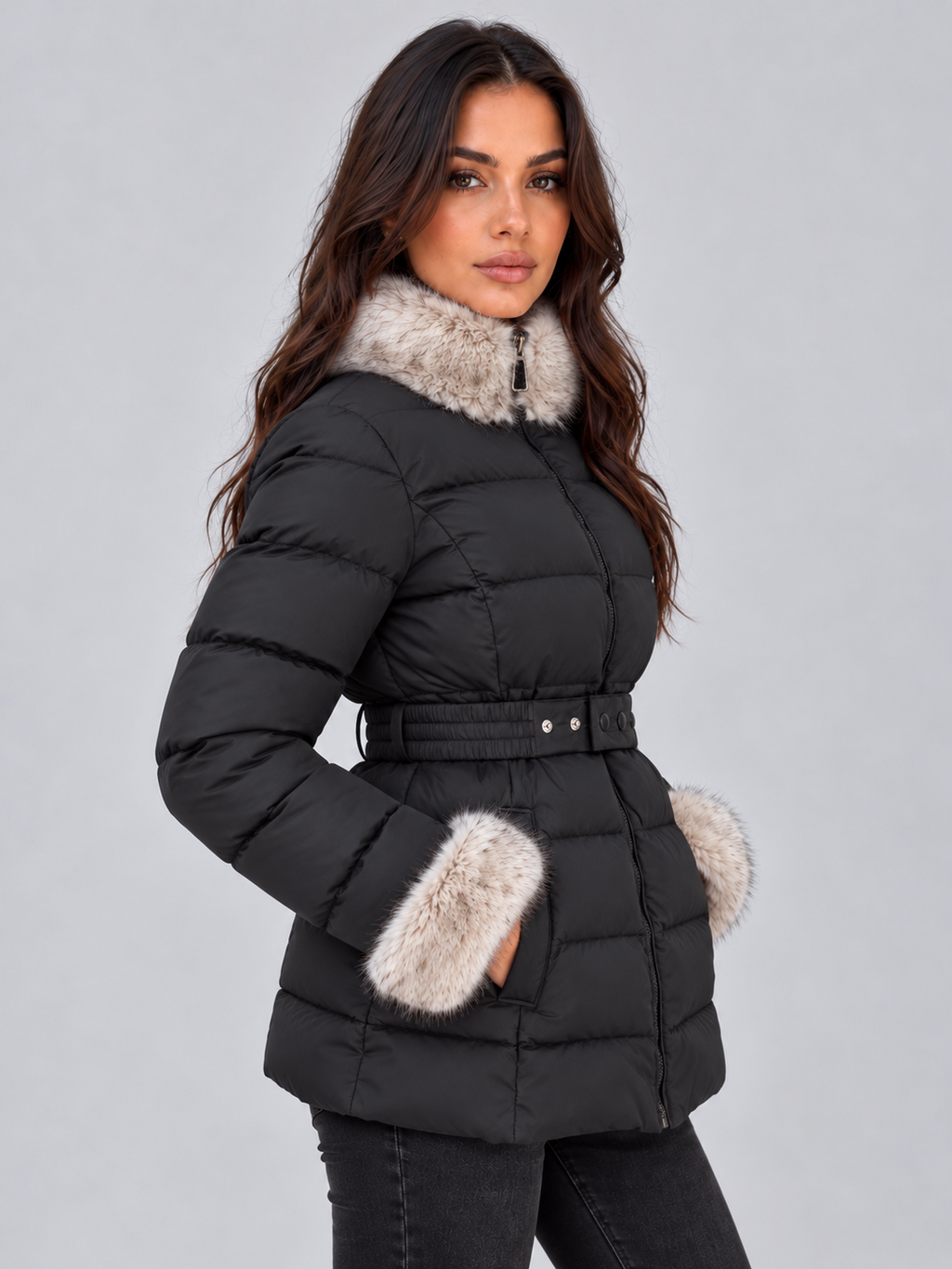 Women’s Faux Fur Trim Puffer Jacket
