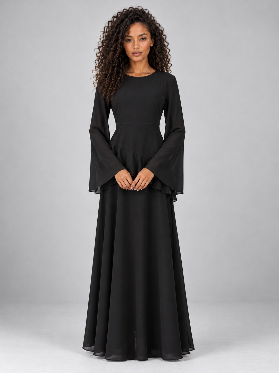 Women’s Long Sleeve Ruffle Maxi Dress