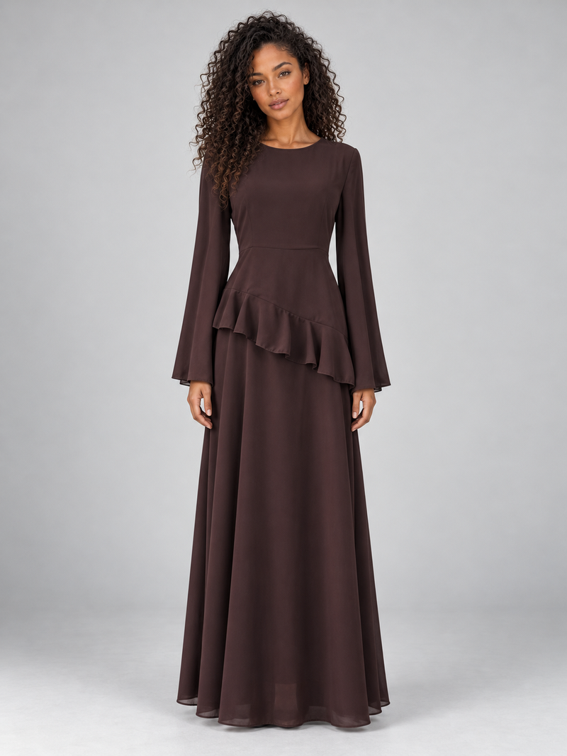 Women’s Long Sleeve Ruffle Maxi Dress