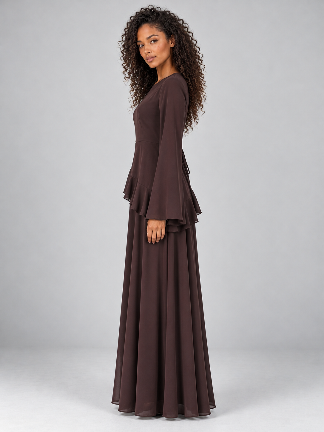 Women’s Long Sleeve Ruffle Maxi Dress